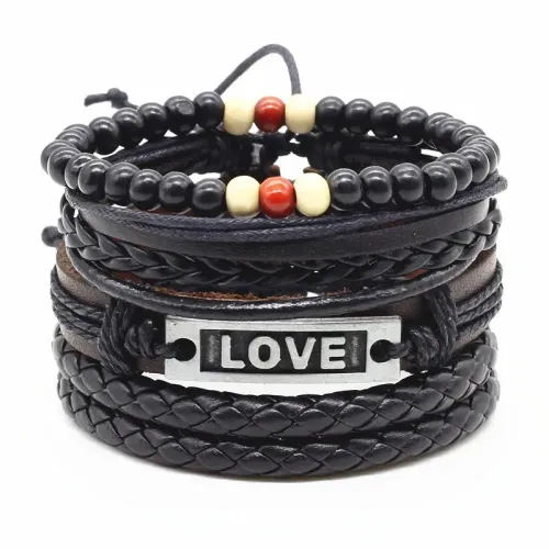 GENERICO Pulseras De Cuero Para Hombres - Love