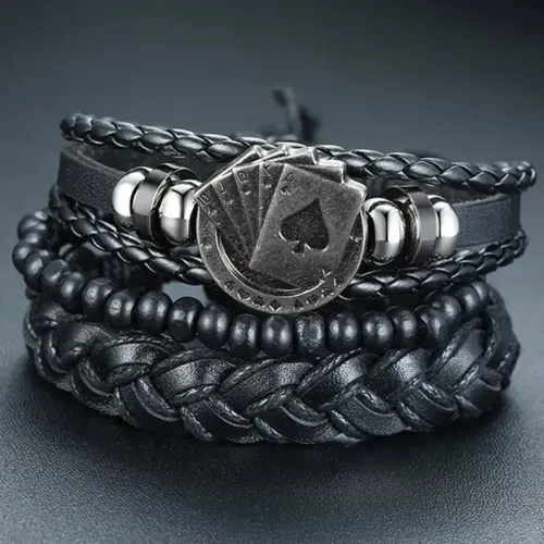 GENERICO Pulseras De Cuero Para Hombres - Poker