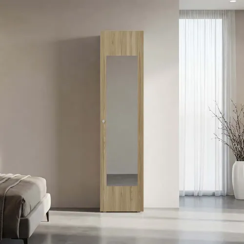 TUHOME Ropero 1 Puerta Con Espejo Tuhome Dreams Fresno Y Blanco 170,0x40,0x40,2 Cm