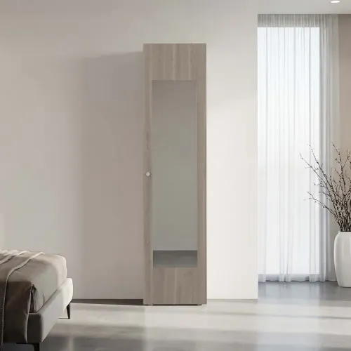 TUHOME Ropero 1 Puerta Con Espejo Tuhome Dreams Bardolino Y Blanco 170,0x40,0x40,2 Cm