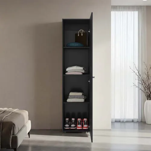 TUHOME Ropero 1 Puerta Con Espejo Tuhome Dreams Wengue 170,0x40,0x40,2 Cm
