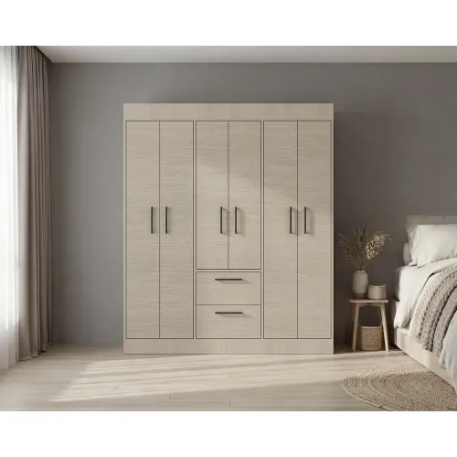 TUHOME Ropero 6 Puertas 2 Cajones 150 Vm Cartagena Y Wengue 177,9x150,0x50,4 Cm