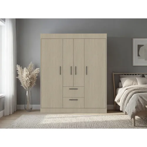 TUHOME Ropero 4 Puertas 2 Cajones 150 Vm Cartagena Y Wengue 177,9x150,3x50,4 Cm