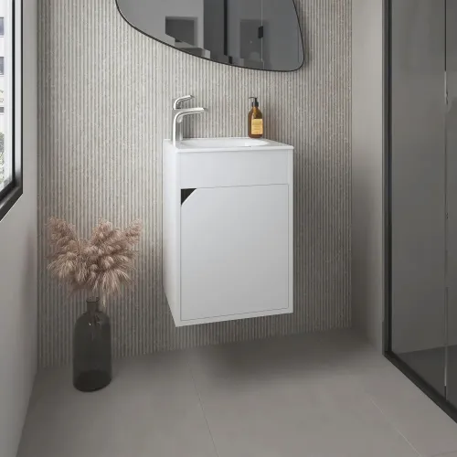TUHOME Vanitorio Flotante Bethel 1 Puerta Blanco 55,0x39,4x32,0 Cm