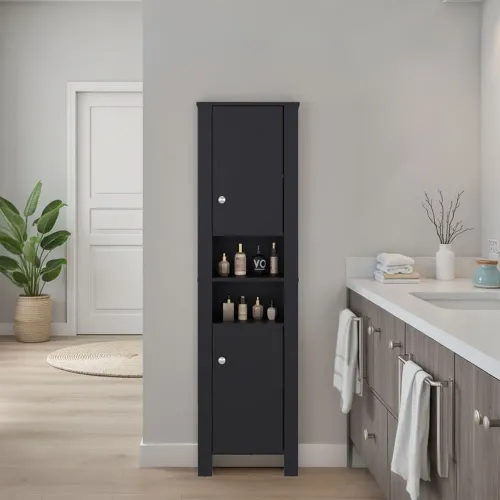 TUHOME Estante Organizador Baño Vanessa 2 Puertas Wengue 160,7x44,1x27,6 Cm