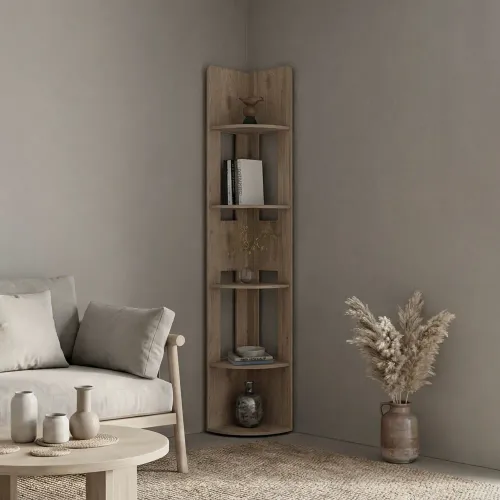 TUHOME Estante Esquinero Home-E7 Macadamia 180,6x30,0x30,0 Cm