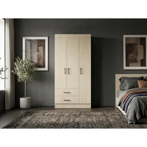 TUHOME Ropero 3 Puertas 2 Cajones Houston Cartagena Y Wengue 180,0x90,0x47,3 Cm