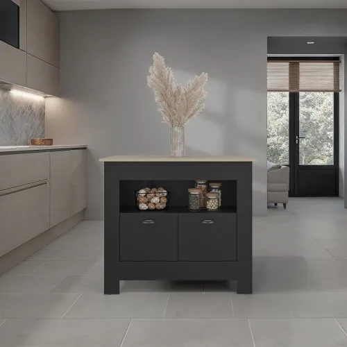TUHOME Isla De Cocina 2 Puertas Arlet Wengue Y Cartagena 89,9x103,0x70,0 Cm