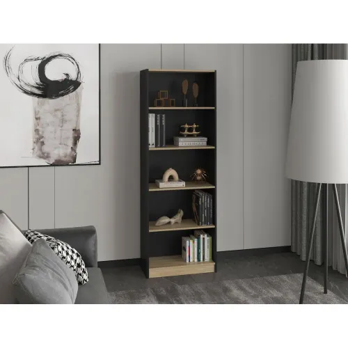 TUHOME Estante 5 Niveles Home-E3 Wengue Y Fresno 180,6x62,8x29,9 Cm