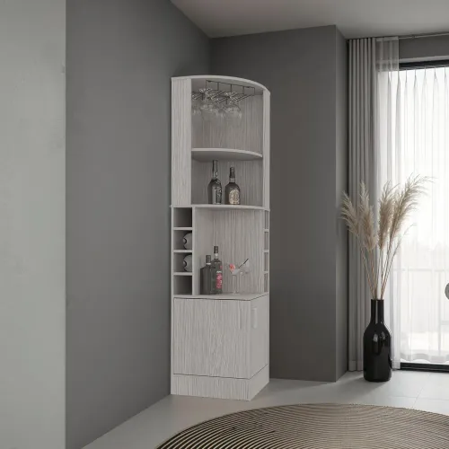 TUHOME Bar Esquinero 2 Puertas 8 Botelleros Y Portacopas Syrah Positano 180,6x46,9x46,9 Cm