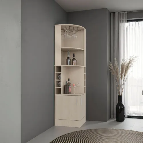 TUHOME Bar Esquinero 2 Puertas 8 Botelleros Y Portacopas Syrah Cartagena 180,6x46,9x46,9 Cm