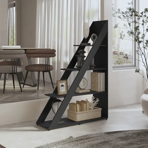 TUHOME Biblioteca Diagonal Lorain 3 Repisas Wengue 150,0x105,0x34,9 Cm