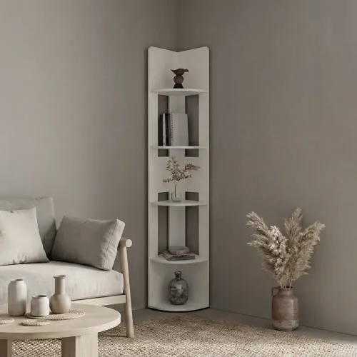 TUHOME Estante Esquinero Home-E7 Blanco 180,6x30,0x30,0 Cm