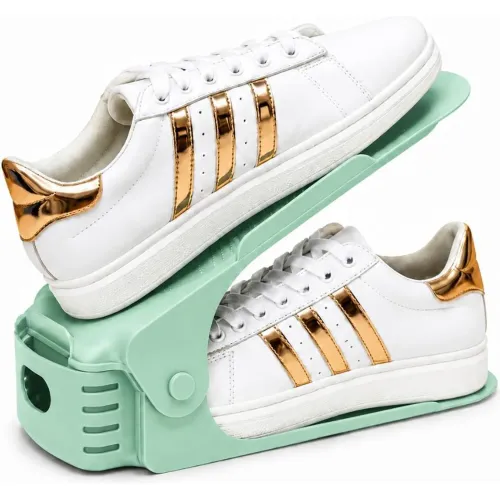 GENERICO Pack X10 Organizadores De Zapatos Verde Altura Ajustable Plegable