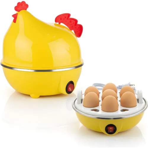 GENERICO Hervidor Eléctrico De Huevos Al Vapor Forma De Gallina 7 Huevos