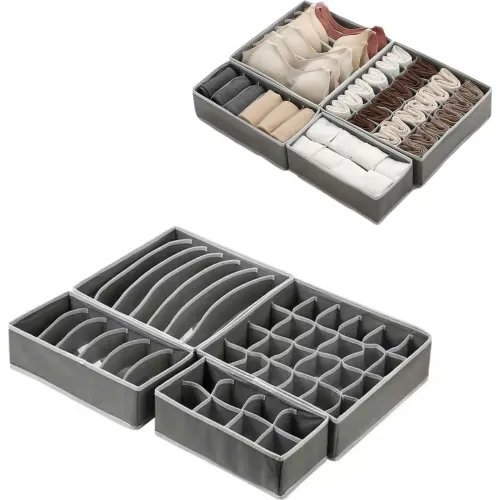GENERICO Set De 4 Organizador Ropa Interior Clasificador Multiusos 45 Divisiones Gris