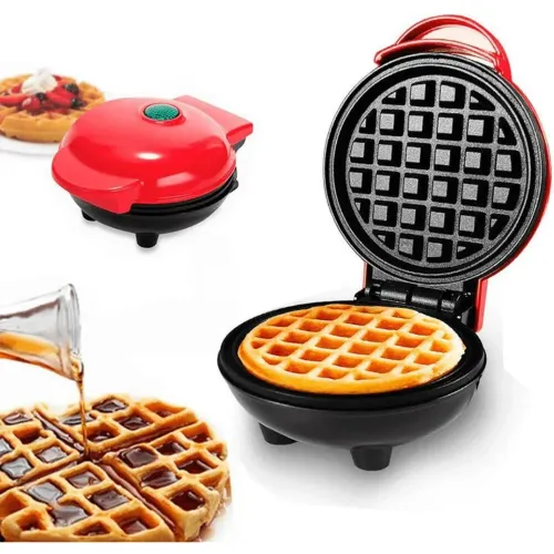 GENERICO Mini Wafflera Antiadherente Eléctrica Portátil De 350w Rojo