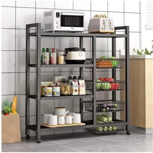 GENERICO Estante Organizador De Cocina Multiusos De Metal Con Ruedas 132x114x32cm
