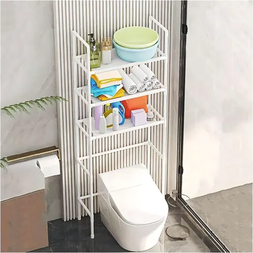 GENERICO Estante Organizador Multiusos Para Lavadora Baño De 3 Niveles 155x47x25cm Blanco