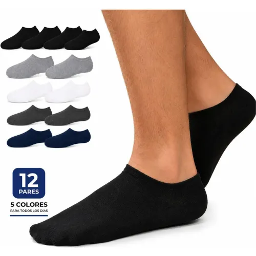 GENERICO Pack X12 Pares De Medias Taloneras Para Hombre Transpirables Talla 40-45