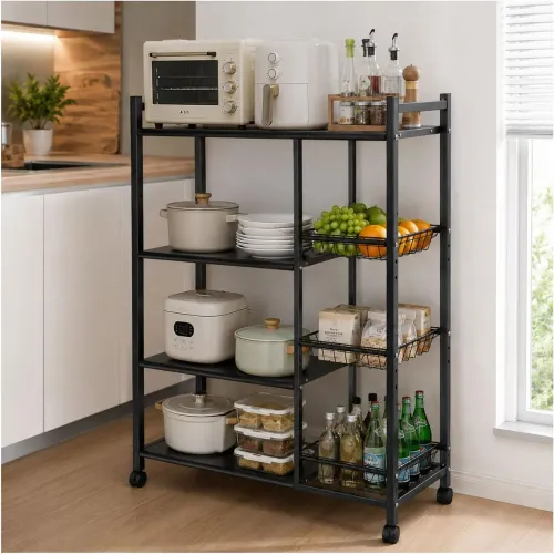 GENERICO Estante Organizador De Cocina Multiusos De Metal Con Ruedas 108x80x32cm