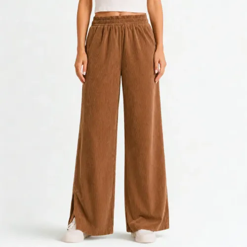 ROSUE Pantalón Corduroy Elegante Mujer Con Abertura