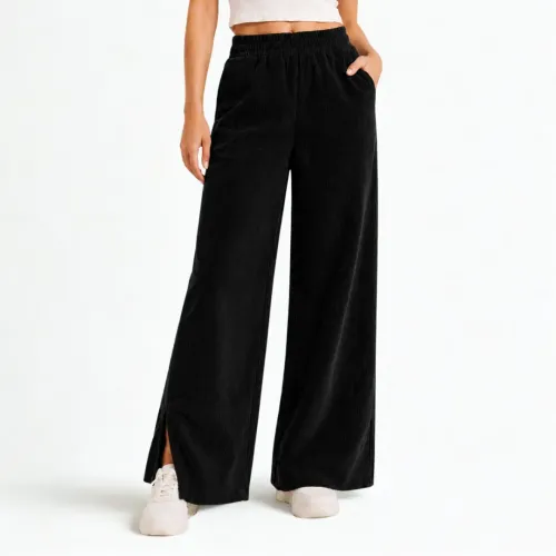 ROSUE Pantalón Corduroy Elegante Mujer Con Abertura