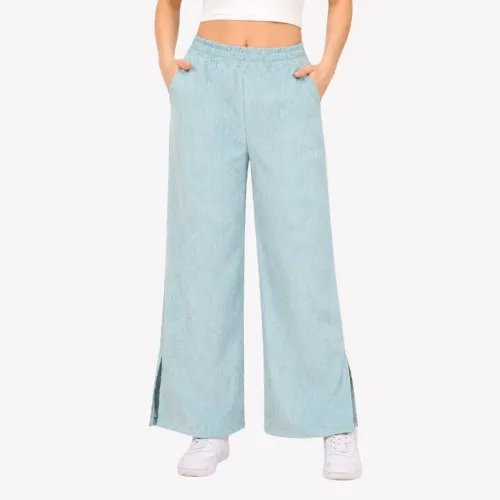 ROSUE Pantalón Corduroy Elegante Mujer Con Abertura