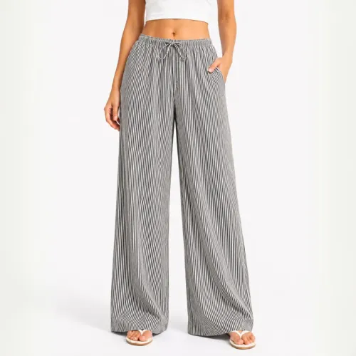 ROSUE Pantalon Rayas De Lino Josselyn Holgado Fresco