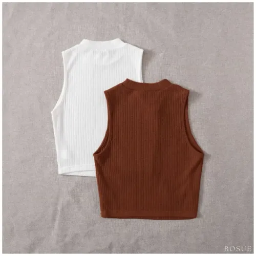 ROSUE Polos Básicos Top Rib Americano Manga Cero Pack X2