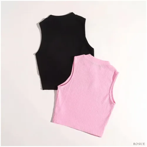 ROSUE Polos Básicos Top Rib Americano Manga Cero Pack X2