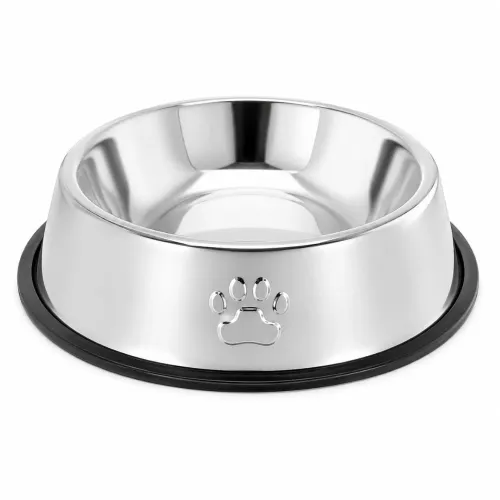 GENERICO Plato Comedero Para Mascotas 33cm Acero Inoxidable Antideslizante Perros Y Gatos