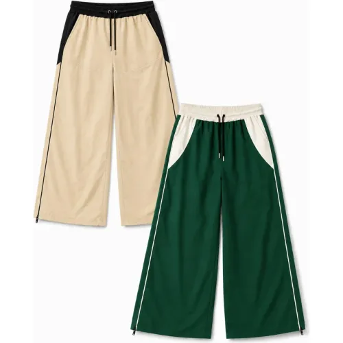 ENKI Pack2 Pantalón Bicolor Beige Verde