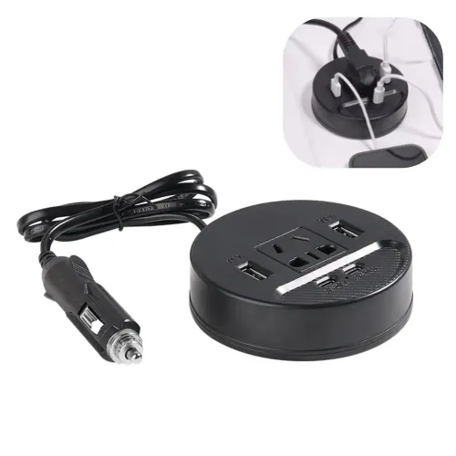GENERICO Cargador Adaptador Inversor De Corriente Para Auto 150w 3 Vías Usb+tipo C+ac220v
