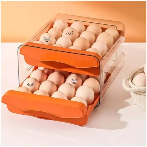 GENERICO Organizador De Huevos 2 Niveles Apilable Porta Huevos De Acrílico 32 Und - Naranja