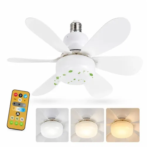 GENERICO Foco Ventilador De Techo Yh-22 Con Luz Led 80w Fría Y Cálida 6 Aspas Control Remoto
