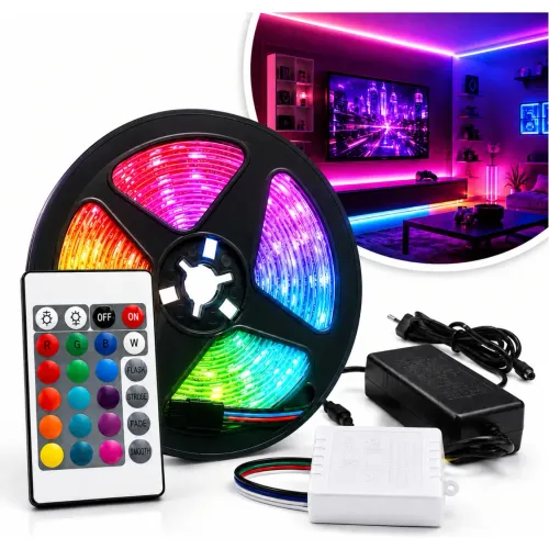 GENERICO Cinta Tira Luz Led Rgb 2835 X10 Metros Con Adaptador Y Control Remoto