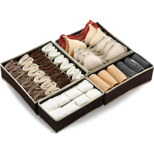 GENERICO Set De 4 Organizador Ropa Interior Clasificador Multiusos 45 Divisiones - Marrón