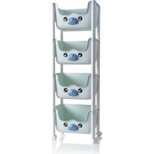 GENERICO Organizador De Juguetes Multiusos 4 Niveles Plegable Con Ruedas - Verde Agua
