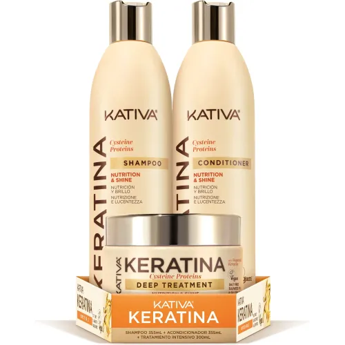 KATIVA Pack Kativa Keratina Cysteine Proteins(Sh355+aco355+trat300ml)