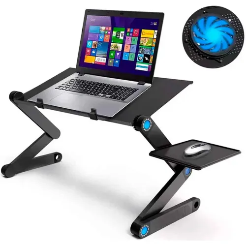 GENERICO Mesa Portátil Multifuncional Para Laptop 2 Venti., Articulable, Negro