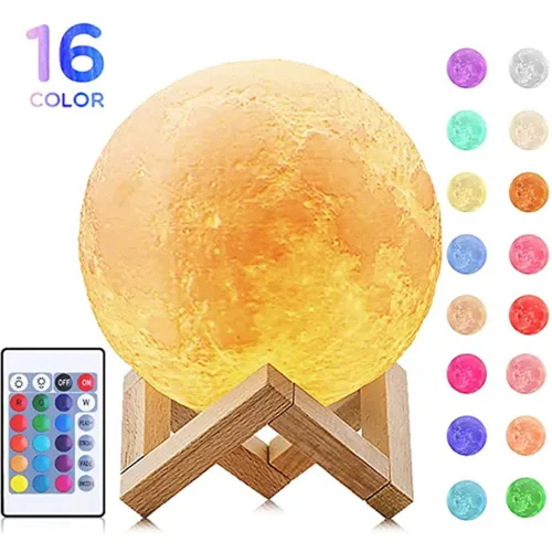GENERICO Lámpara Luna 3d 16 Colores Con Control Remoto Y Táctil 15cm