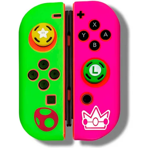 GENERICO Funda Para Joy Cons + 2 Grips Nintendo Switch Protector Luigi Estrella
