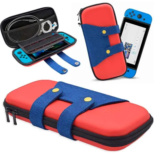 GENERICO Estuche Para Nintendo Switch Y Oled Rígido Eva Mario Rojoazul