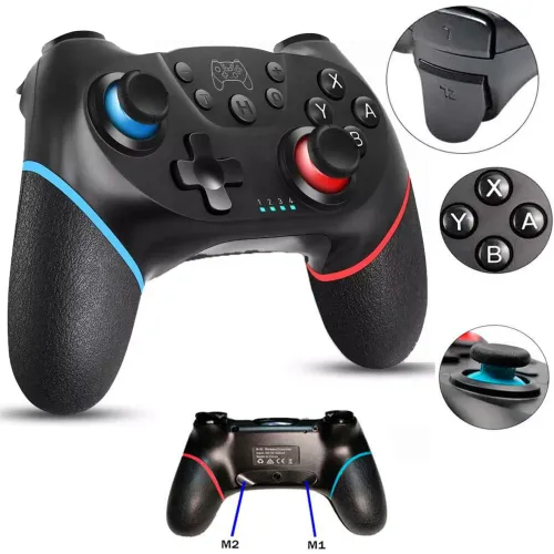 GENERICO Mando Para Nintendo Switch Con Botones Traseros Negro Alternativo Bt