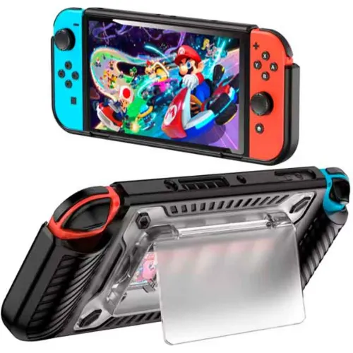 GENERICO Case Para Nintendo Switch Oled Semi Rígido Portajuegos Negro Fash
