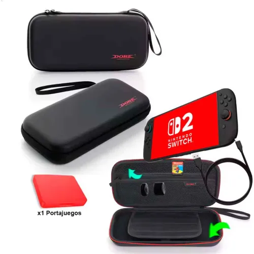 GENERICO Estuche Para Nintendo Switch 2 Con Portajuegos Sujetador Negro 73db