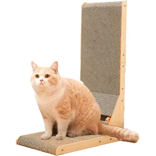 GENERICO Rascador Para Gatos Cartón Corrugado Y Madera Forma L Mod A