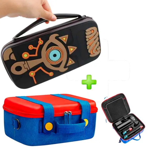 GENERICO Pack Maleta Para Nintendo Switch Y Oled Rojoazul Y Estuche Zelda Marr