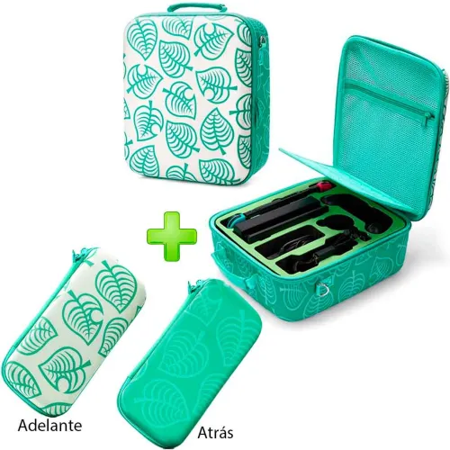 GENERICO Pack Maleta Para Nintendo Switch Y Oled Verde Animal C Más Estuche A C